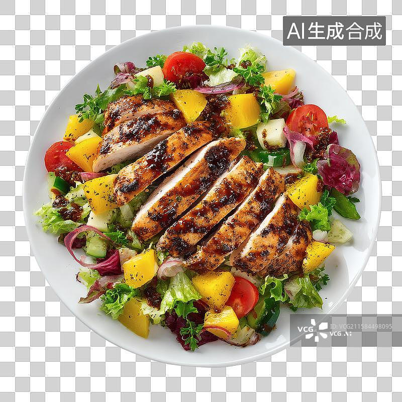【AI数字艺术】香煎鸡胸肉配新鲜蔬菜图片素材