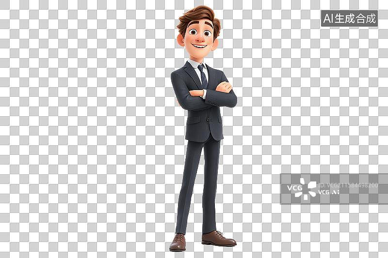 【AI数字艺术】穿着西装自信站立的年轻男子图片素材