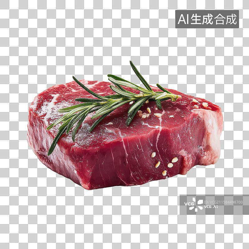 【AI数字艺术】新鲜生牛肉牛排配迷迭香与香料图片素材