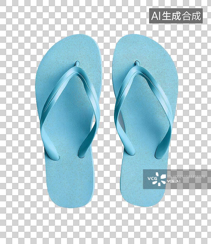 【AI数字艺术】一双浅蓝色人字拖，夏日休闲必备图片素材