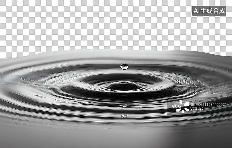 【AI数字艺术】一滴水珠在水面漾开涟漪图片素材