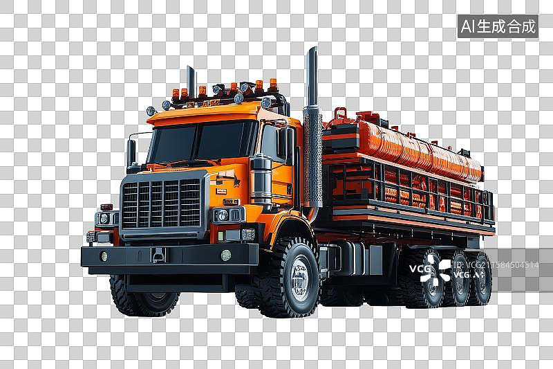 【AI数字艺术】橙色重型油罐运输卡车图片素材