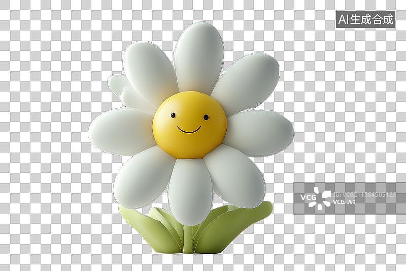 【AI数字艺术】微笑的雏菊花朵卡通形象图片素材