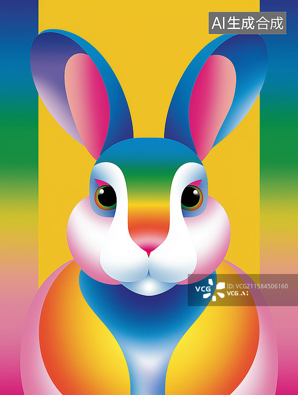 【AI数字艺术】十二生肖兔简单图形插画图片素材