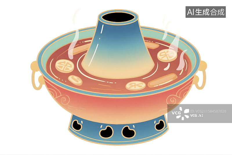 【AI数字艺术】国潮手绘元素火锅图片素材
