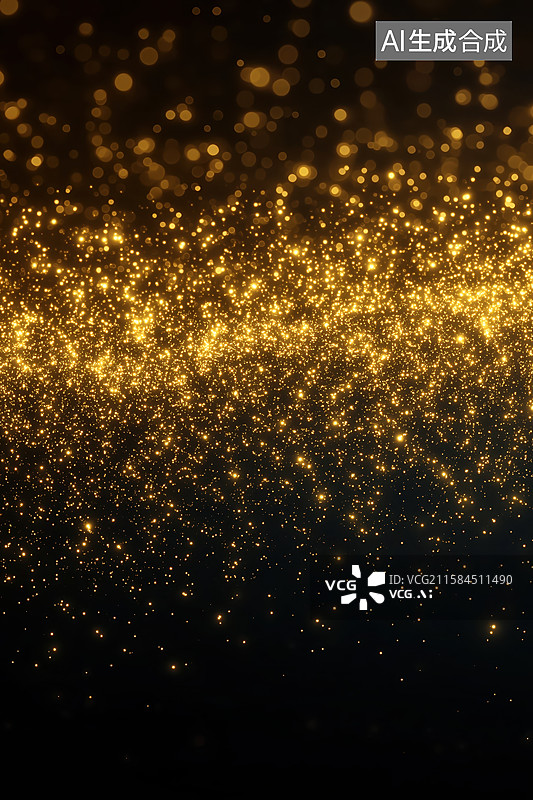【AI数字艺术】金色星光点缀的夜空背景图片素材