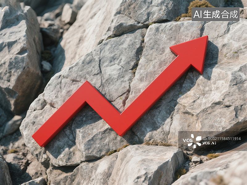 【AI数字艺术】岩砺 ascent：波折箭头的进取隐喻图片素材