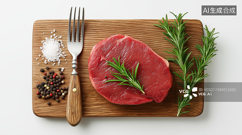 【AI数字艺术】生牛肉片配迷迭香与调料图片素材