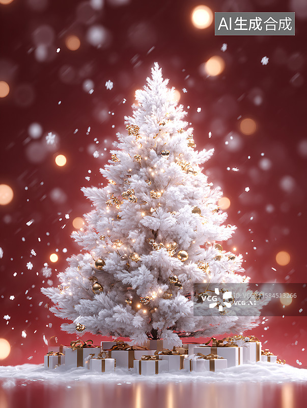 【AI数字艺术】白色圣诞树图片素材