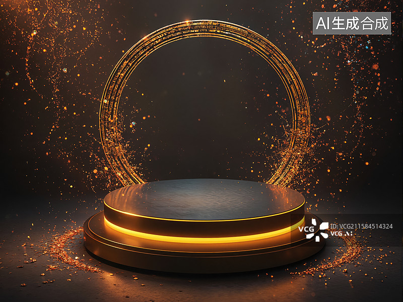 【AI数字艺术】光辉圆环舞台图片素材