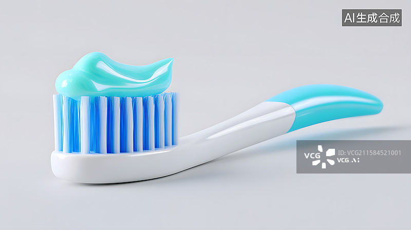 【AI数字艺术】简洁白色背景的牙刷牙膏清洁产品图片素材