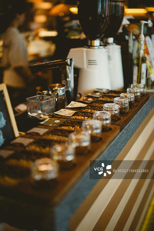 咖啡吧台咖啡豆图片素材
