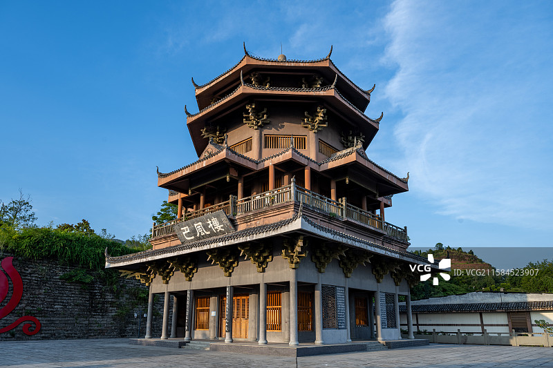 达州巴风楼夏日风光图片素材