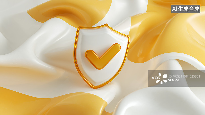 【AI数字艺术】金色盾牌与心形标志的抽象背景图片素材