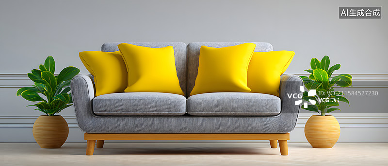 【AI数字艺术】极简风格客厅设计温馨舒适的家居空间图片素材