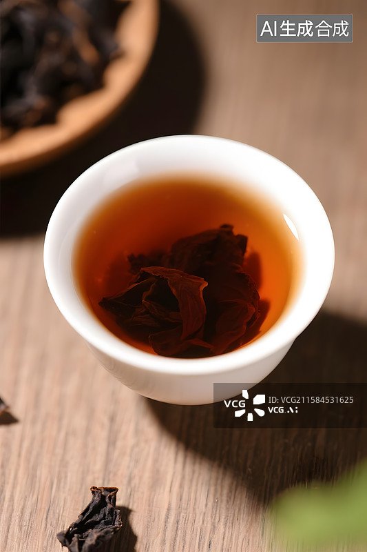 【AI数字艺术】乌龙茶大红袍茶汤特写图片素材