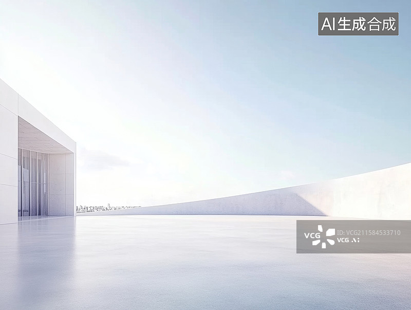 【AI数字艺术】现代建筑的光影空间图片素材