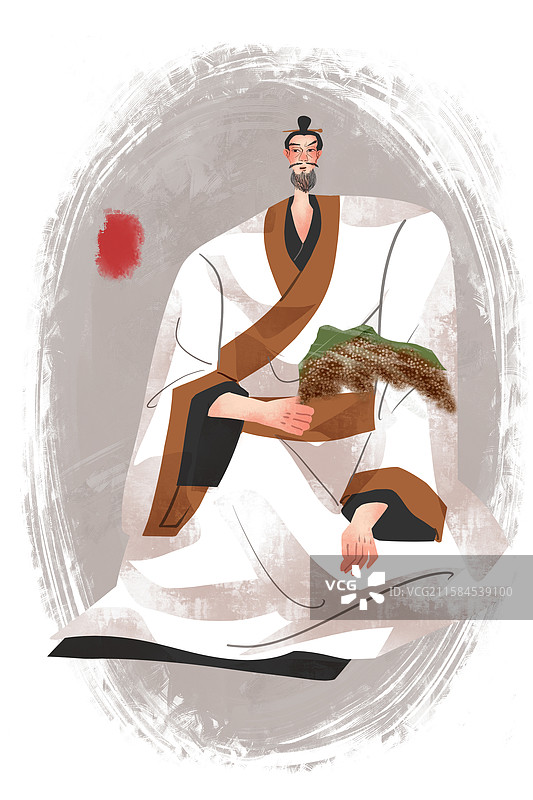 南北朝历史名人贾思勰插画图片素材