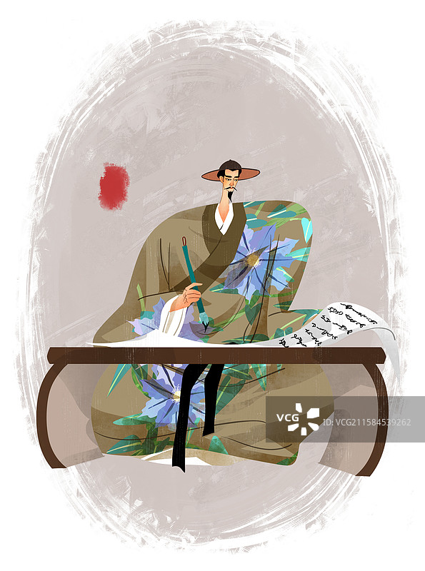 南宋历史名人赵孟頫插画图片素材