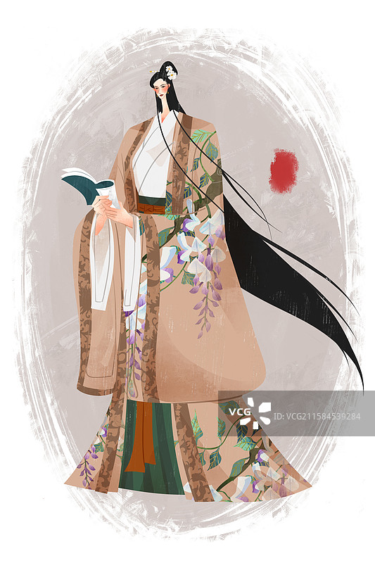 东晋历史名人谢道韫插画图片素材