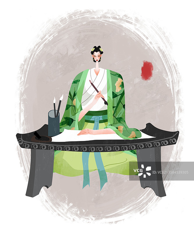 东晋历史名人卫铄插画图片素材