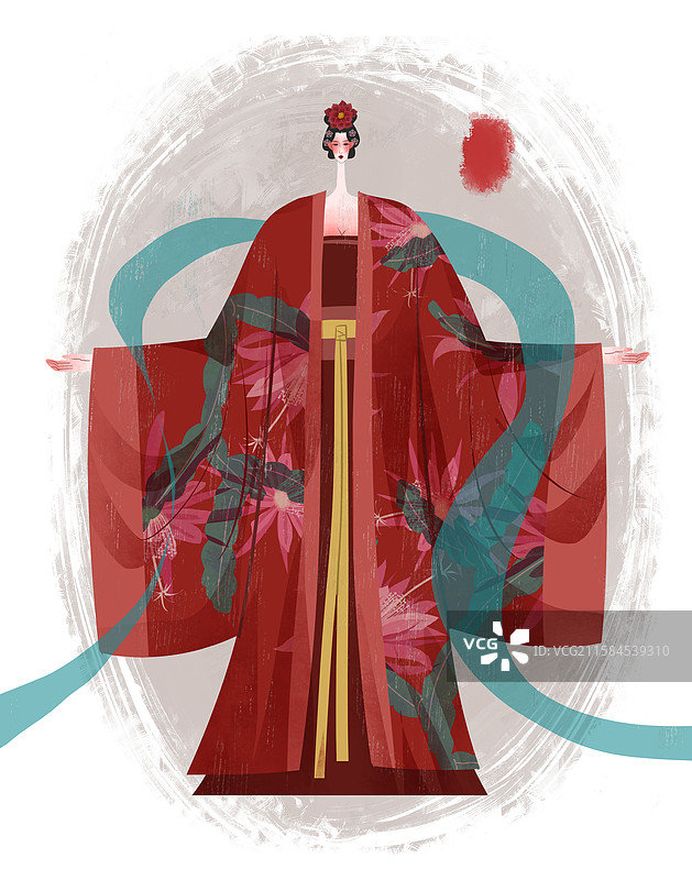 唐朝历史名人金城公主插画图片素材