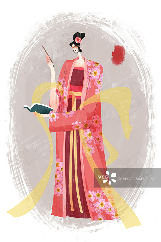 南宋历史名人朱淑真插画图片素材