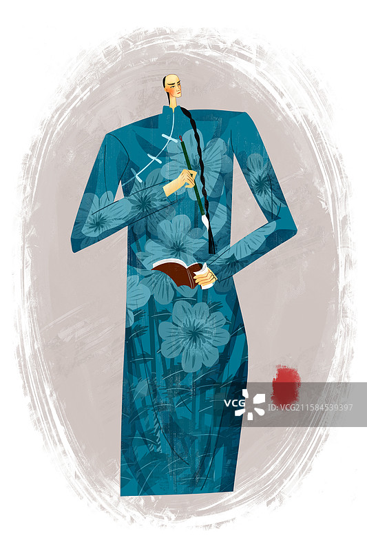 清代历史名人吴敬梓插画图片素材