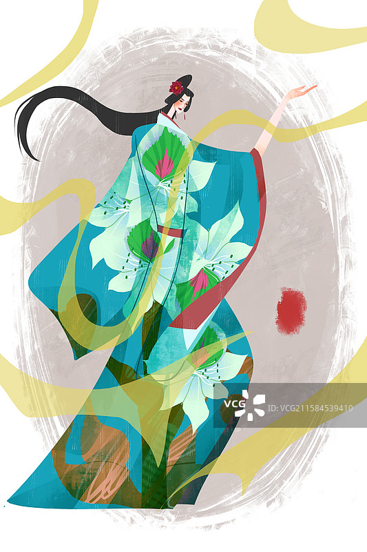 汉朝历史名人李夫人插画图片素材