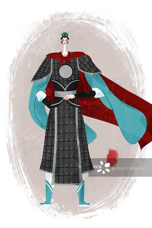 南北朝历史名人冼夫人插画图片素材