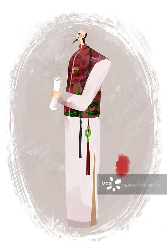 清代历史名人龚自珍插画图片素材