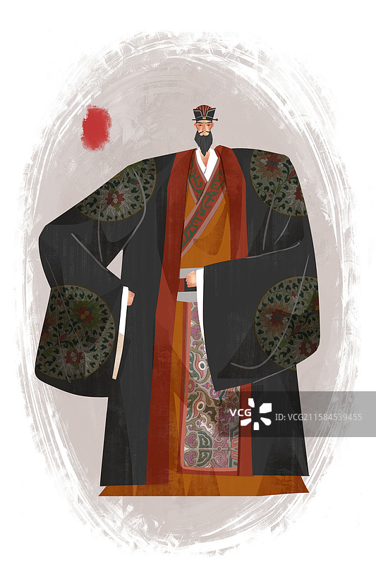 南北朝历史名人梁武帝萧衍插画图片素材