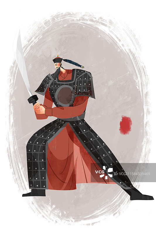 清代历史名人冯子材插画图片素材