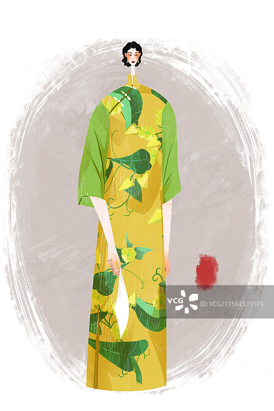 清末历史名人婉容插画图片素材