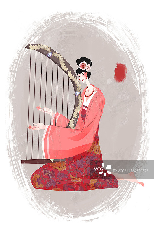 唐朝历史名人刘采春插画图片素材