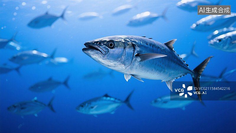 【AI数字艺术】深海马鲛鱼鱼群图片素材