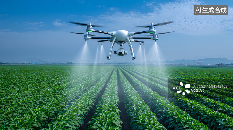 【AI数字艺术】无人机在农田进行喷洒作业的场景图片素材