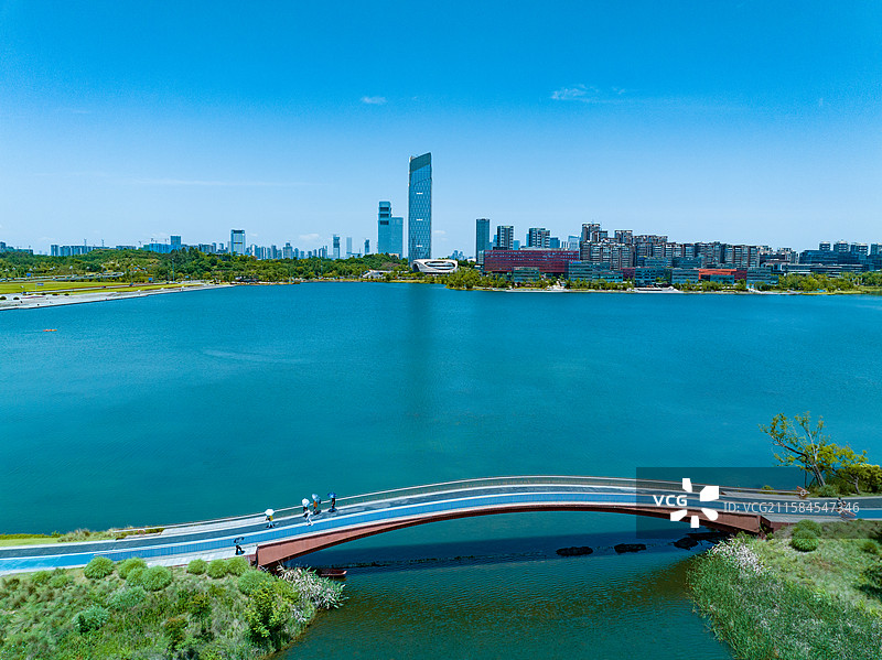 成都天府新区兴隆湖城市航拍图片素材