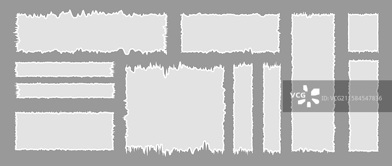 一组锯齿形矩形撕裂纸张图片素材