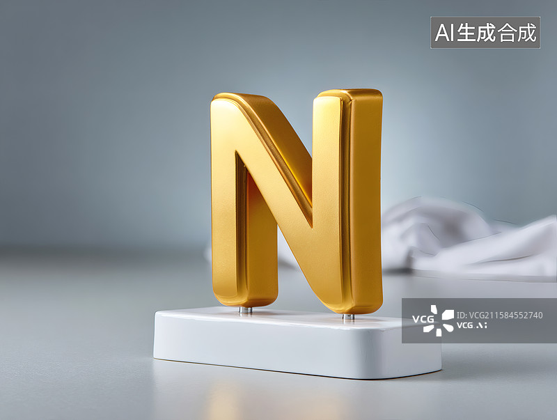【AI数字艺术】艺术字金色英文字母N图片素材