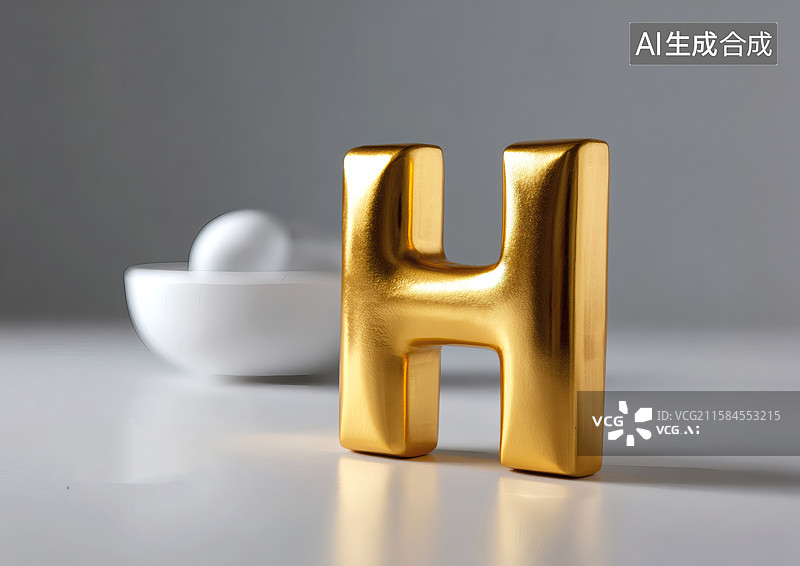 【AI数字艺术】艺术字金色英文字母H图片素材