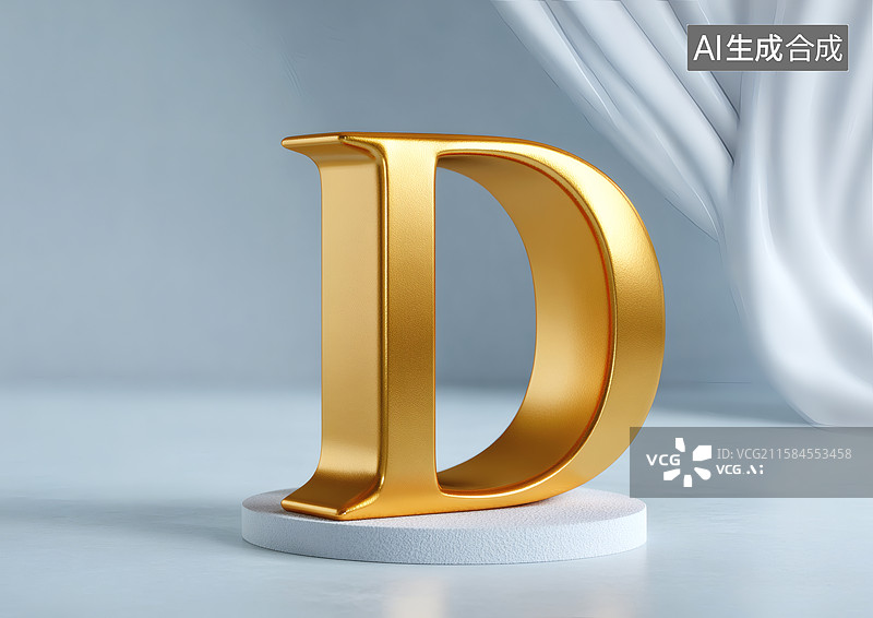 【AI数字艺术】艺术字金色英文字母D图片素材