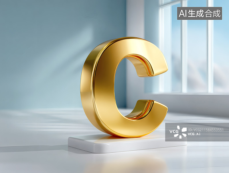 【AI数字艺术】艺术字金色英文字母C图片素材