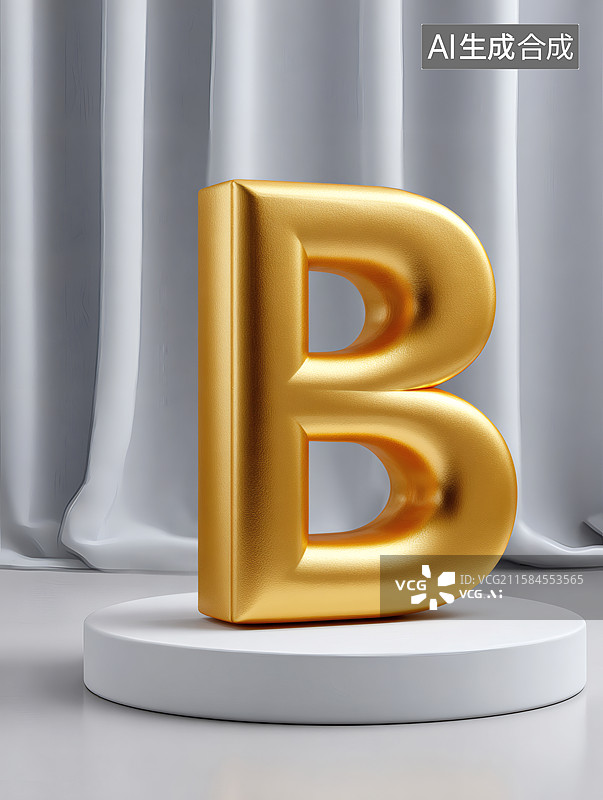【AI数字艺术】艺术字金色英文字母B图片素材