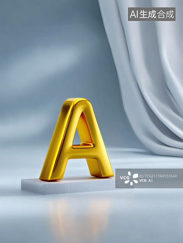 【AI数字艺术】艺术字金色英文字母A图片素材