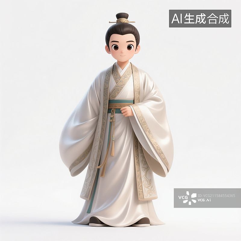 【AI数字艺术】二次元卡通精美汉代服饰男性古装全身像表情包图片素材
