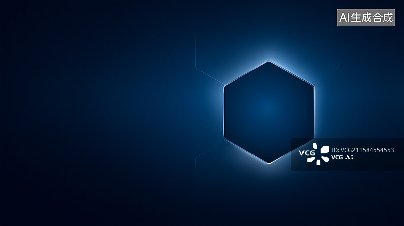 【AI数字艺术】蓝色六边形蜂巢状生物医药科技概念图图片素材