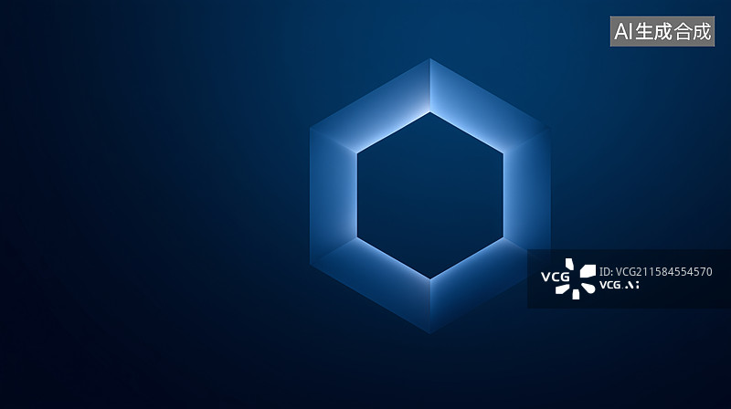 【AI数字艺术】蓝色六边形蜂巢状生物医药科技概念图图片素材
