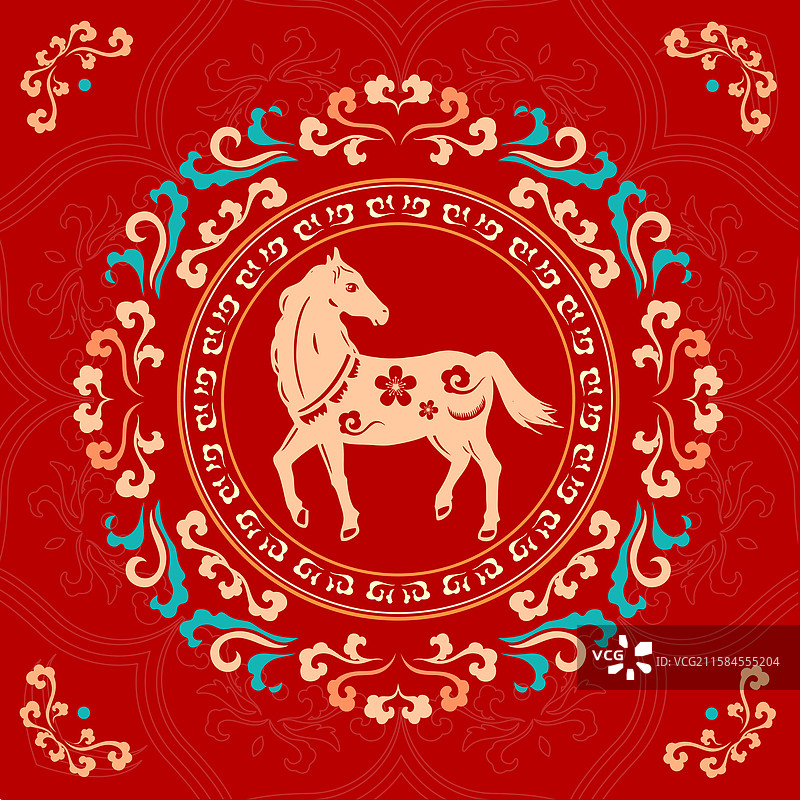 马年吉祥物纹样设计图片素材