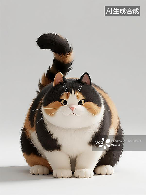 【AI数字艺术】卡通猫咪三花图片素材